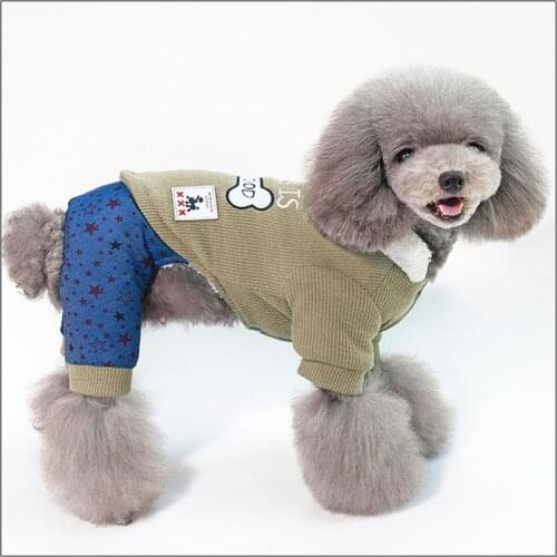 Pet Clothes Dog Sweatshirts Cotton Cat Jackets Soft Warm Winter Dogs Clothes Jumpsuit Star Pattern Button Pet Coat for Small Dog