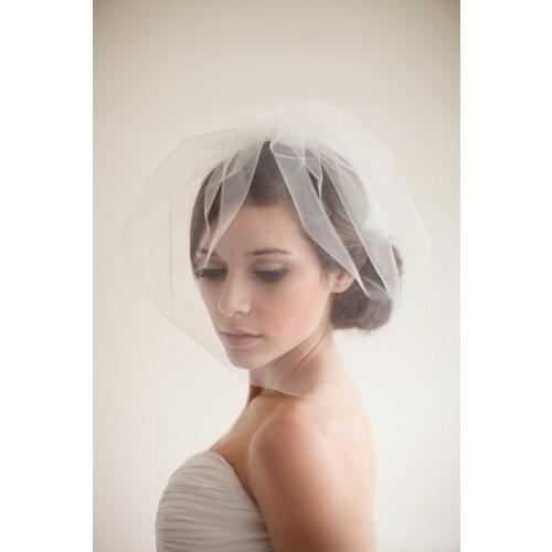 Wholesale Cheap New Short Mini Wedding Face Veil Simple Bridal Veil Hot Headwear Tulle Hair Accessories Headpiece