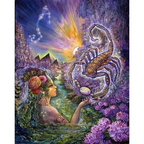 Full Drill Mosaic Round Diamond Painting Fantasy Scorpio Diamond Embroidery Cross Stitch Kit Diamond Art Rhinestones