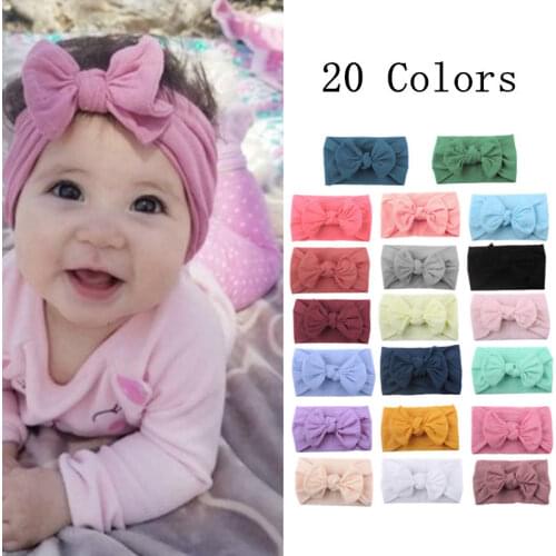 Fashion 20 Colors Big Bowknot Headband Baby Headbands Bow Hair Band Children Boy Girl Turban Head Wrap Hair Accessories