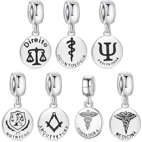 925 Sterling Silver Accounting Professional logo Pendant fine Jewelry making fit Original European Charms Bracelets