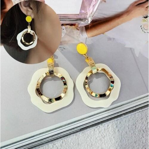 Fashion Metal Geometric Drop Earrings For Women Gold Big Statement Hanging Fashion Dangle Earring Personality Jewelry