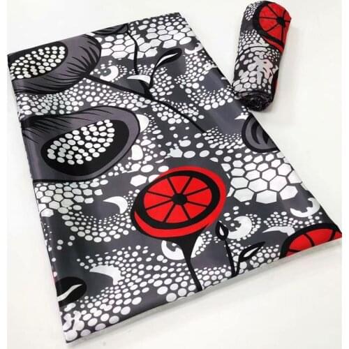 SJ African Wax Ribbon Silk Wax Satin Fabric 4 yards Silk +2 yards Chiffon Ankara High Quality For Party Dress 1-20