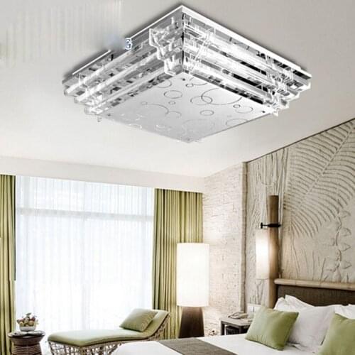 LED rectangular crystal lamp modern living room dining room European ceiling lighting color changing hall room energy saving led