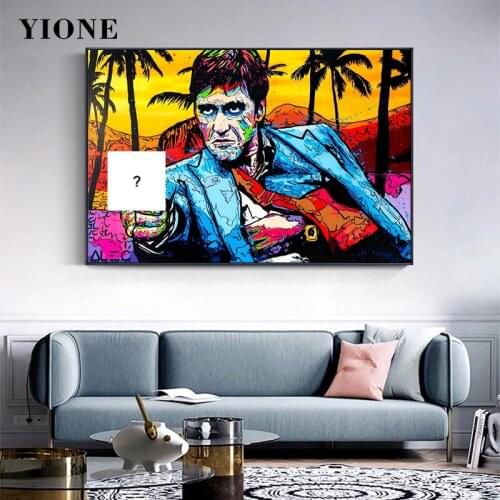 Street Art Graffiti Man Portrait Canvas Print Painting Custom Abstract Figure Wall Picture Poster for Living Room Bedroom Decor