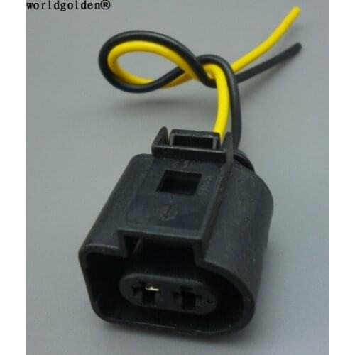 Worldgolden 2 Pin/Way 3.5mm Sealed Female Electrical Horn Connector Plug For AUDI VW Skoda Passat VAG Group 1J0973722 1J0 973 72