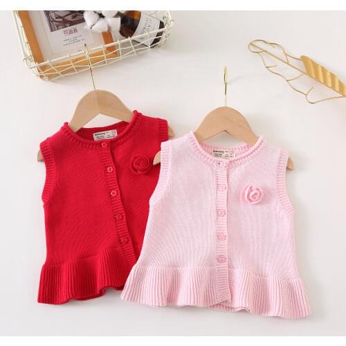 Spring Autumn Baby Girls Vest 2020 New Sleeveless Knitted Waistcoat Jacket QZ155