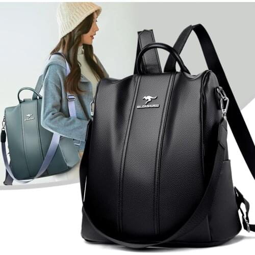Women Anti-Theft Backpack Fashion School Shoulder Bag Vintage Leather Backpacks for Teenager Girls Preppy Female Travel Bagpack