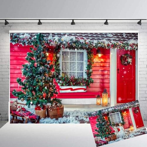 Winter Christmas Photography Backdrop Xmas Snow Storefront Decor Background Baby Portrait Photobooth Photo Studio Props B-302