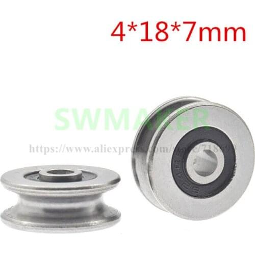 1pcs 4*18*7mm 604 bearing pulley, guide wheel crane, U groove roller