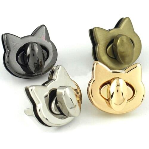 1Pcs Metal Cute Cat Bag Turn Lock Twist Lock Clasp Leather Craft For Women Bag Handbag Purse DIY Hardware Accessories Supplier