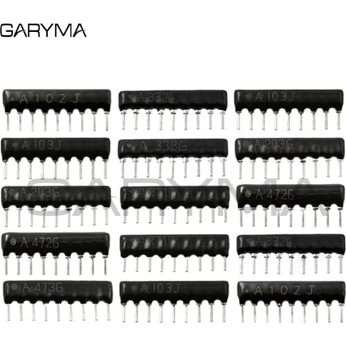 10pcs DIP Exclusion 9pin Network Resistor Array 330R 470R 510R 680R 1K 1.5K 2K 2.2K 3K 3.3K 4.7K 5.1K 6.8K 10K 20K 22K 33K 47K