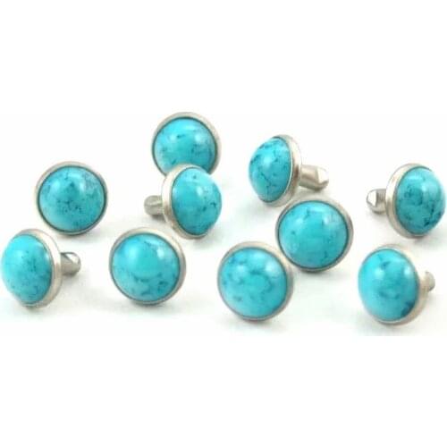 1000 sets Blue Turquoise Rivets Studs Decorations Findings 12 mm