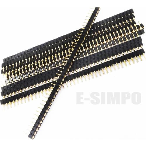 10Pcs 2.54mm hole Female Header Round Pin Heade Straight Single/Double Row Optional 1x40P 2x40P PH3mm single row Gold-plated