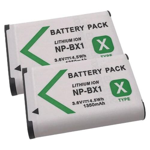 2pcs 1350mAh 3.6V Digital Li-ion Battery NP-BX1 for Sony DSC RX1 RX100 M2 M3GWP88 RX1R PJ240E AS15 HX300 HX400 WX300 WX350