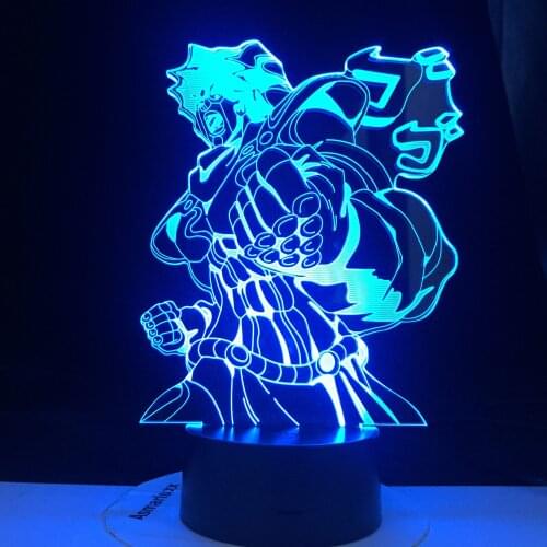 Jojos Bizarre Adventure Star Platinum for Children Study 3D Led 16 Colors Light Japanese Anime Remote Control Base Table Lamp