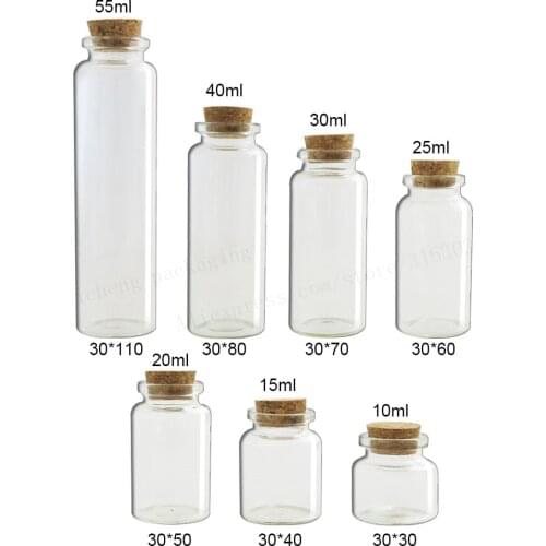 50 x 10ml 15ml 20 30ml Decoration Popular Mason Jar Message Vials Cheap Bottle Mini Glass Jars 1oz Small Cork Stopper Ornaments