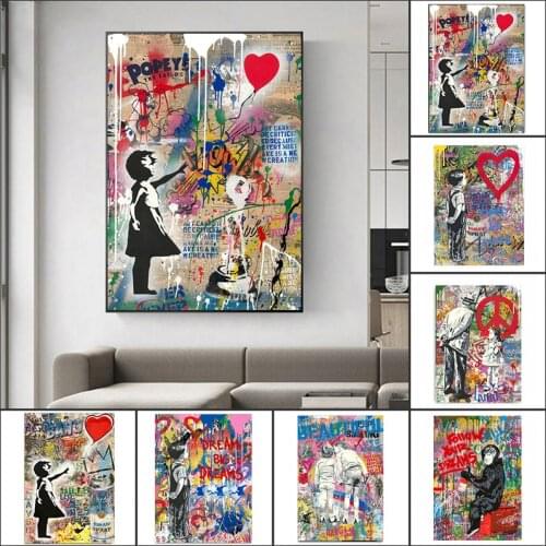 Banksy Graffiti Art Follow Your Dream Canvas Art Poster and Print Street Art Canvas Paintings on The Wall for Home Decor Picture