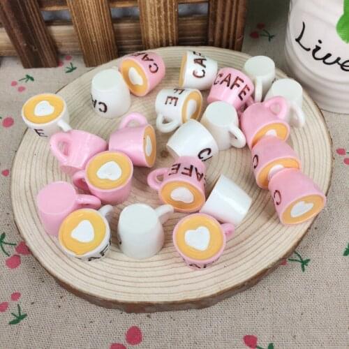 Mixed 2 Colors Big Size 20*25mm Kawaii Flatback DIY Cafe Cup Resin Cabochons Flat Back Embellishment Decoration Crafts Making