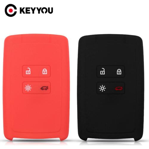KEYYOU 4 Buttons Silicone Car Key Case Cover Holder Shell For Renault Kadjar Scenic Clio Logan Megane 2 3 Koleos Sandero Card