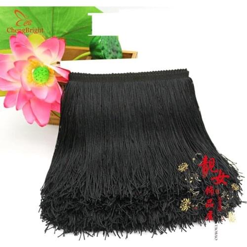 CHENGBRIGHT 10Meters 100cm Wide Black Lace Fringe Trim Tassel Fringe Trimming For DIY Latin Dress Stage Clothes Accessories