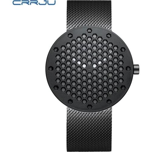 CRRJU Mens Watches New Honeycomb Personality Creative Wristwatch Army Military Mens Quartz Sport Watch Gift Zegarek Meski