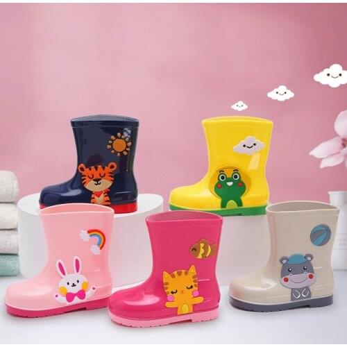 Kids Rain Boots Rubber Boots Cartoon Animals Kids Rain Shoes Boys Water Shoes Girls Rain Boots All Seasons For Children PVC Soft