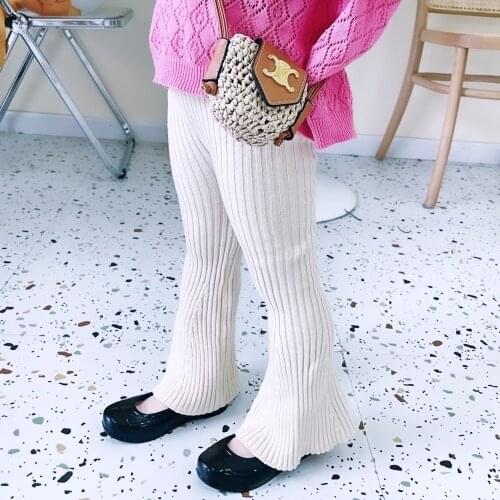 Childrens wool pants 2021 autumn new girls' wool flared pants baby solid pants pants for girls