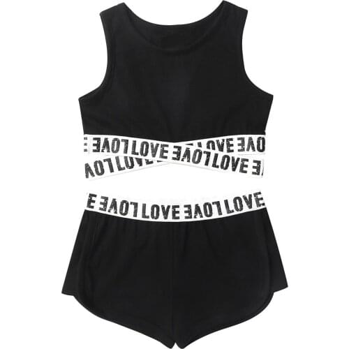 Kids Girls Tankini Activewear Outfit Clothing Sets Crop Top with Bottoms Tracksuit Set for Ballet Gymnastics Workout Fitness
