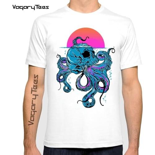 Dragon Octopus cool design combination Clothing Men Tee Tattoo Style Octopus Skull T-Shirt Casual Short Sleeve tees