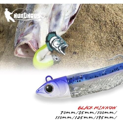 Hunthouse Black Minnow soft lure 70mm 85mm minnow black easy shiner Fishing lures fake bait fishing bass pike leurre souple