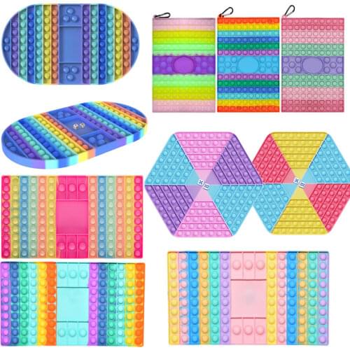 2021 Big Size Fidget Toys Rainbow Chess Board Push Bubble Toy Children Adult Stress Relief Toys for Family Table Board Games