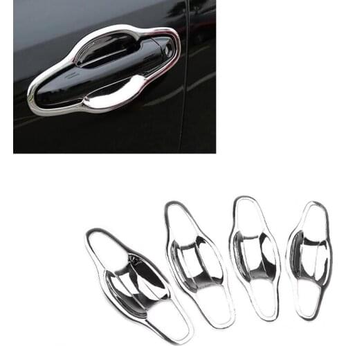 JEAZEA Car Styling Exterior 8pcs ABS Chrome Car Door Handle Bowl Cup Cover Trim For Toyota Highlander Kluger 2014 2015 2016 2017