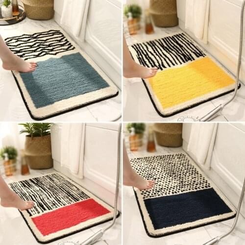 4 Colors Artistic Indoor Bathroom Rug Non-slip Bathroom Mat Absorbent Dirt Catcher Bathroom Floor Mats Home Carpet Bath Mat
