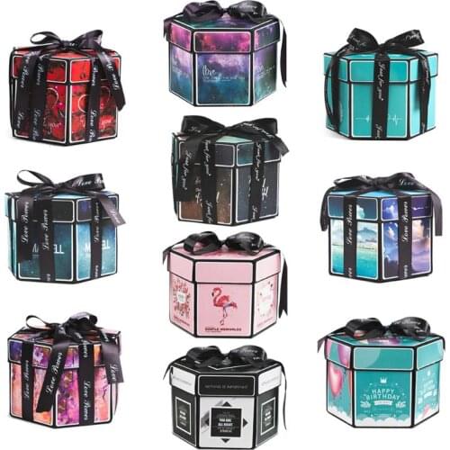 Creative Hexagon Surprise Explosion Box DIY Handmade Scrapbook Photo Album Wedding Valentine Christmas Gift Box Craft