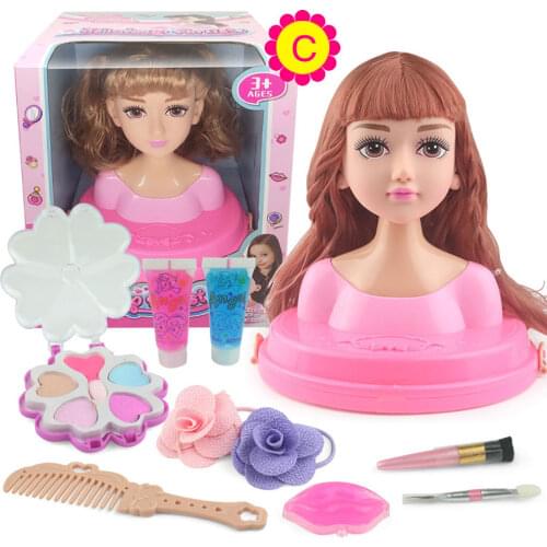 Dolls Styling Head Makeup Comb Hair Toy Doll Set Pretend Play Princess Dressing Play Toys for Little Girls Makeup Learning