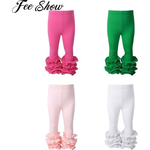 Baby Girls Ruffle Leggings Cotton Little Girls Pants Spring Toddler Kids Girl Pants High Waist Long Trousers Childrens Pant