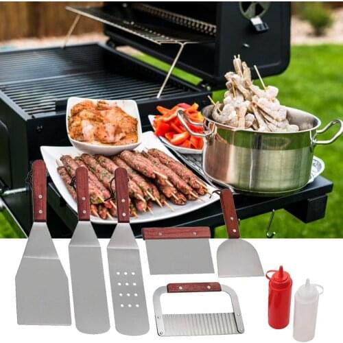 Stainless Steel Frying Shovel Set Western Steak Pizza Shovel Plus Salad Ketchup Bottle Spatula Set Color Box