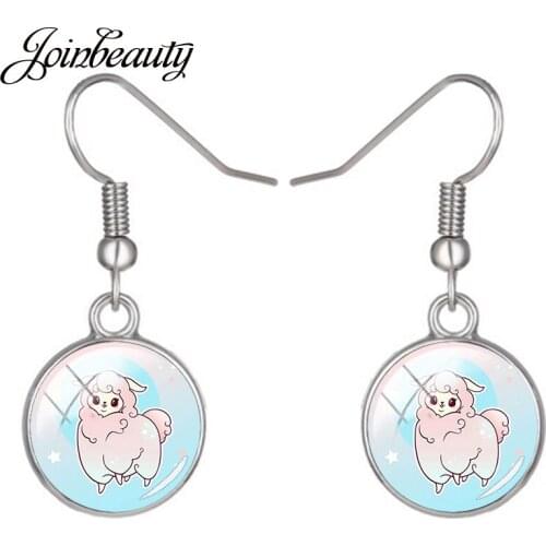 JOINBEAUTY Cute Alpaca Drop Earrings Cartoon Animal Printed Pendant Earrings For Women Statement Earrings YT01