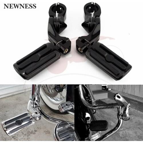 Motorcycle Chrome Front Foot Pegs Short Angled Adjustable Highway Footpeg Footrest Bracket Set For Harley Davidson 32mm 1.25inch