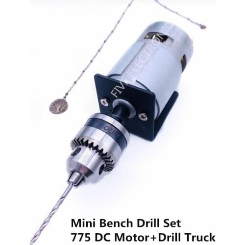 12V/24V Mini Bench Drill Set 775 DC Motor+JT0/B10/B12 Drill Truck with holder for DIY Hand Drill slotting Auger Bit/Twist Drill