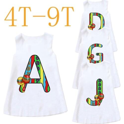 New Kids Girls Nightgown Cartoon Alphabet Lollipop Nightdress Girl Sleepwear Sweet Summer Sleeveless Nightwear Children Clothes