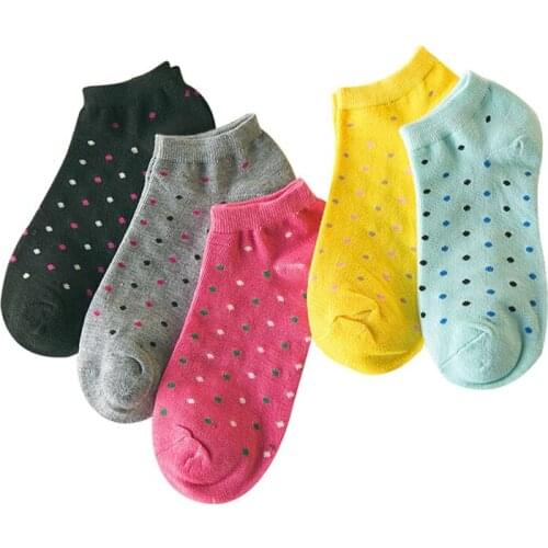 5 Pairs Women Low Cut Ankle Socks Sweet Love Heart Funny Girls Socks Spring Autumn Summer Breathable Cotton Lady Art Sock Meias