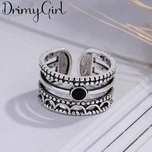 New Hot Sale Exaggerated Adjustable Size Black Round Rings For Women Men Girl Party Gifts Minimalist Jewelry 2021