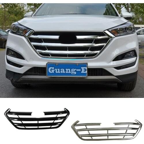 For Hyundai Tucson 2015 2016 2017 2018 Car styling body cover detector ABS chrome trim Front racing Grid Grill Grille frame 1pcs