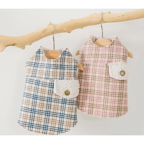 Dog Clothes Pet Ladies Dresses With Fur Lining Fashion Plaid Dogs Vest Skirts Cat Clothes Yorkshire Pugs Elegant Costume Outfit