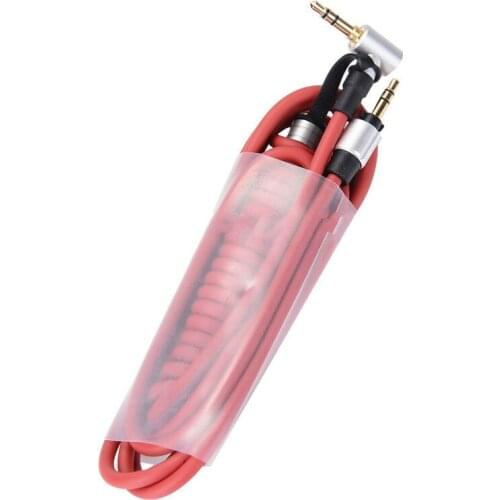 Gold-Plated Black/Red 6.5mm & 3.5mm Spring Replacement Audio Cable Headphone for Monster Beat Pro Detox Solo AUX cable 200pcs