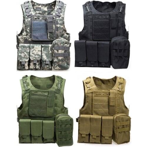 Adjustable Tactical Military Molle Vest Hunting Clothing Combat Assault Plate Carrier Vest Steel Wire Outdoor Vests Camouflage
