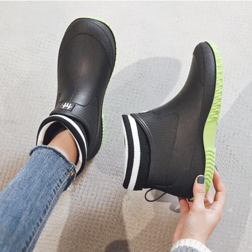Rain Boots Womens Rubber Anti-skid Colorful Unisex Ankle Boots Lightweight Slip On Boots Shoes Water-proof Drop Shipping fr5