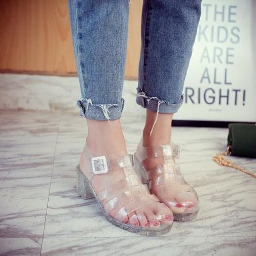 Flip Flops Sandals Flat With Rivet Solid Buckle Strap Plastic Jelly Shoes Sandals Women Beach Sandals Flip Flops Shoes